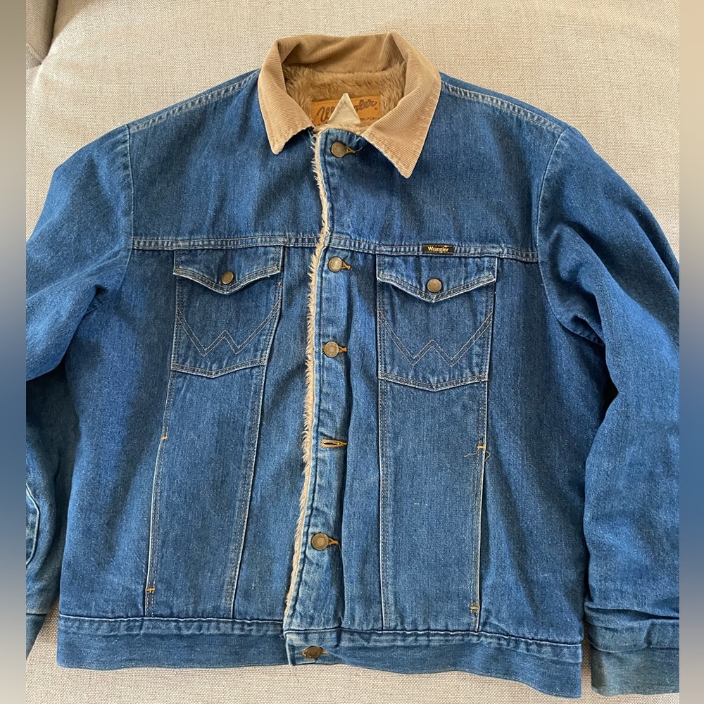 Wrangler Authentic Western Jacket Vintage 14 oz Denim Trucker Jacket Size 42
